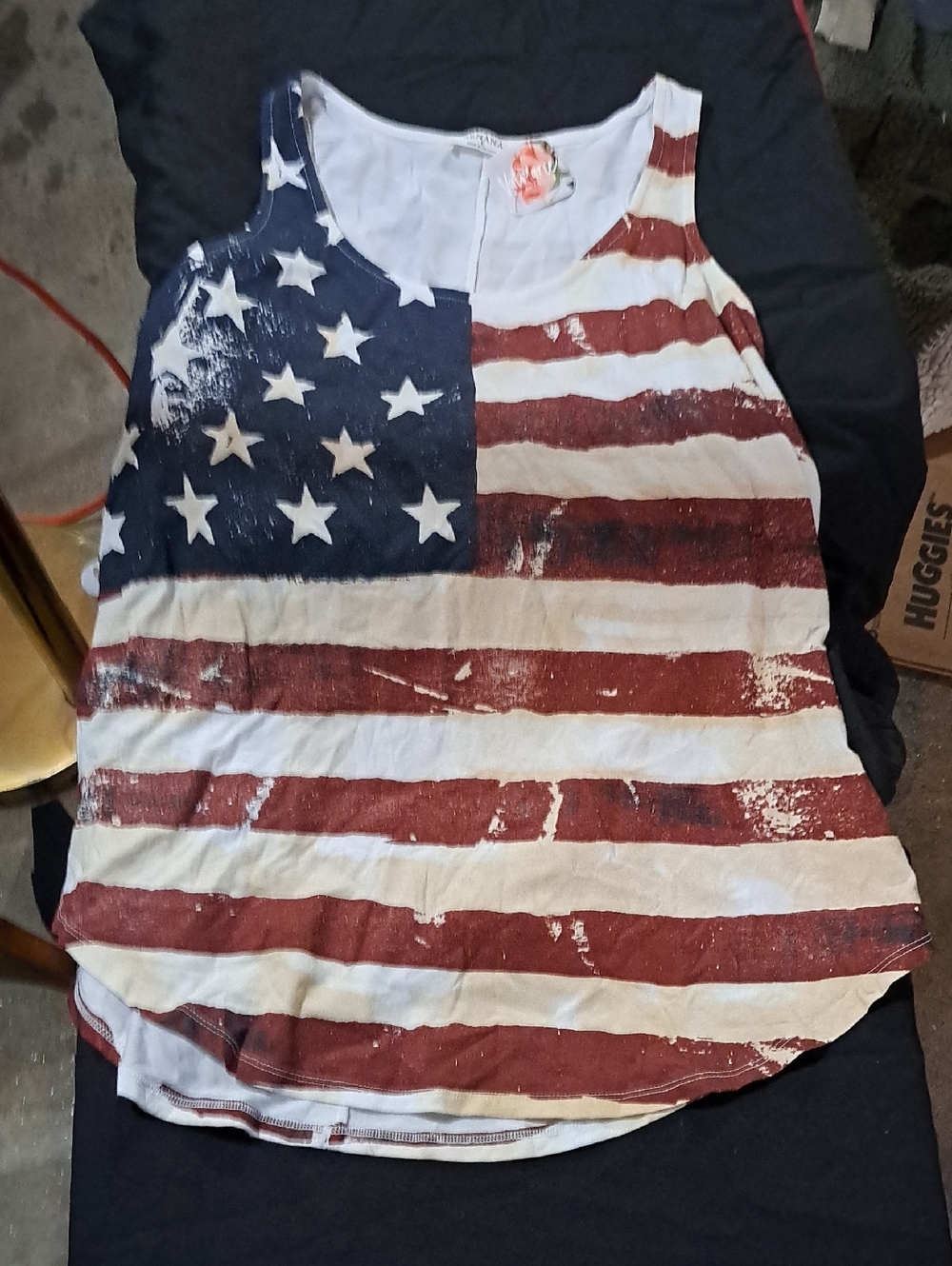 Zenana Outfitters Girls Flag Print Tank Top - Red White Blue Nwt